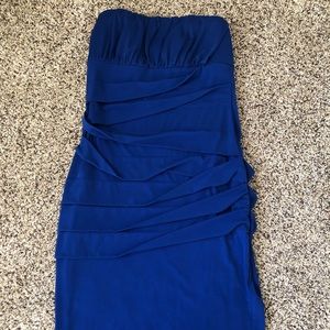 Strapless blue dress